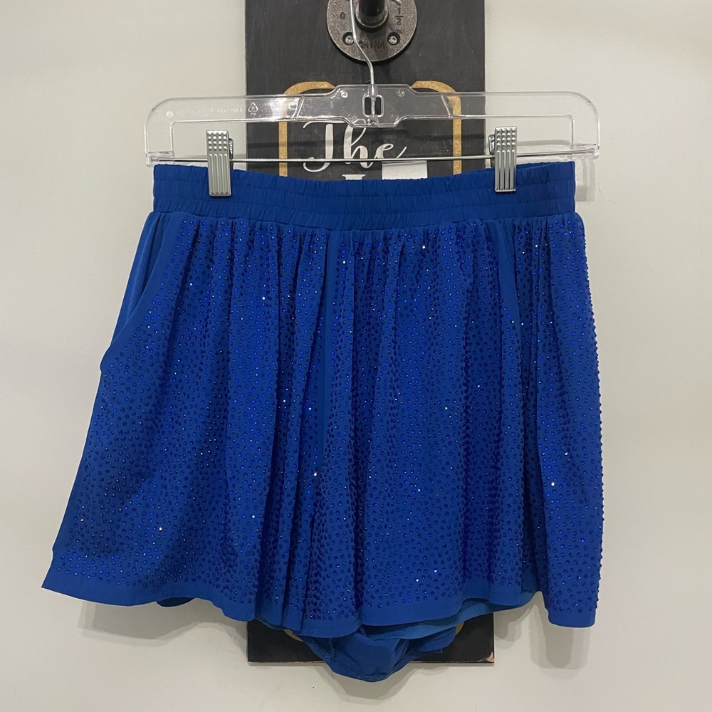QUEEN OF SPARKLES Blue Crystal Athletic Shorts